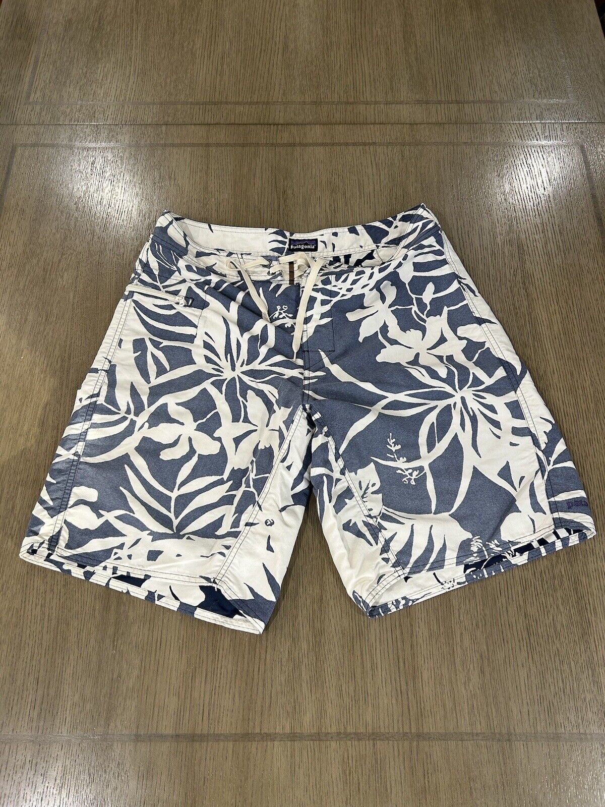 Patagonia Mens Wave Farer Board Shorts Surf Swim Floral Blue 32 