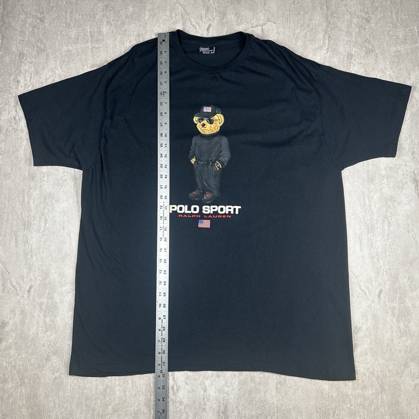 Vintage 90s Polo Sport Ralph Lauren T-Shirt Black Bear USA Made