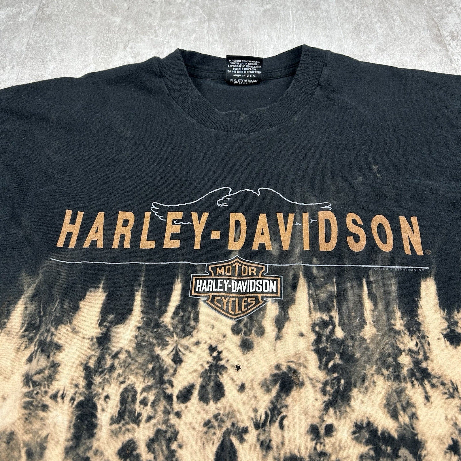 HURLEY DAVIDSON 90's Fade Black ロンTee M Harley-Davidson Fade 90s vintage navy T-shirt Size M 