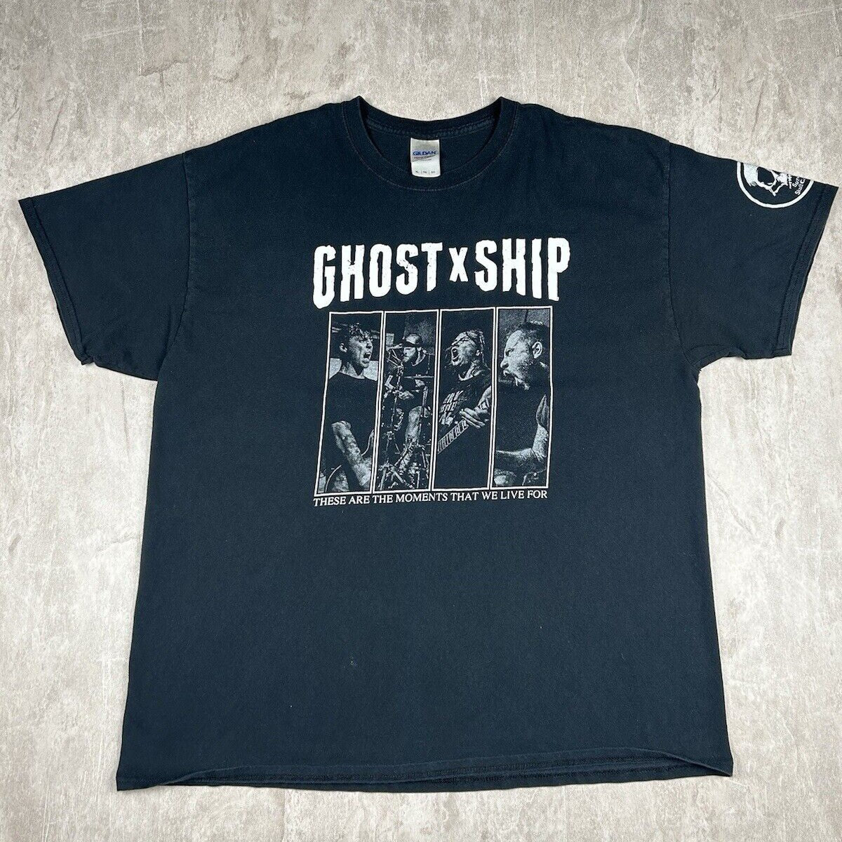 Y2K GHOSTxSHIP Syracuse Metal Hardcore Band Black T-Shirt