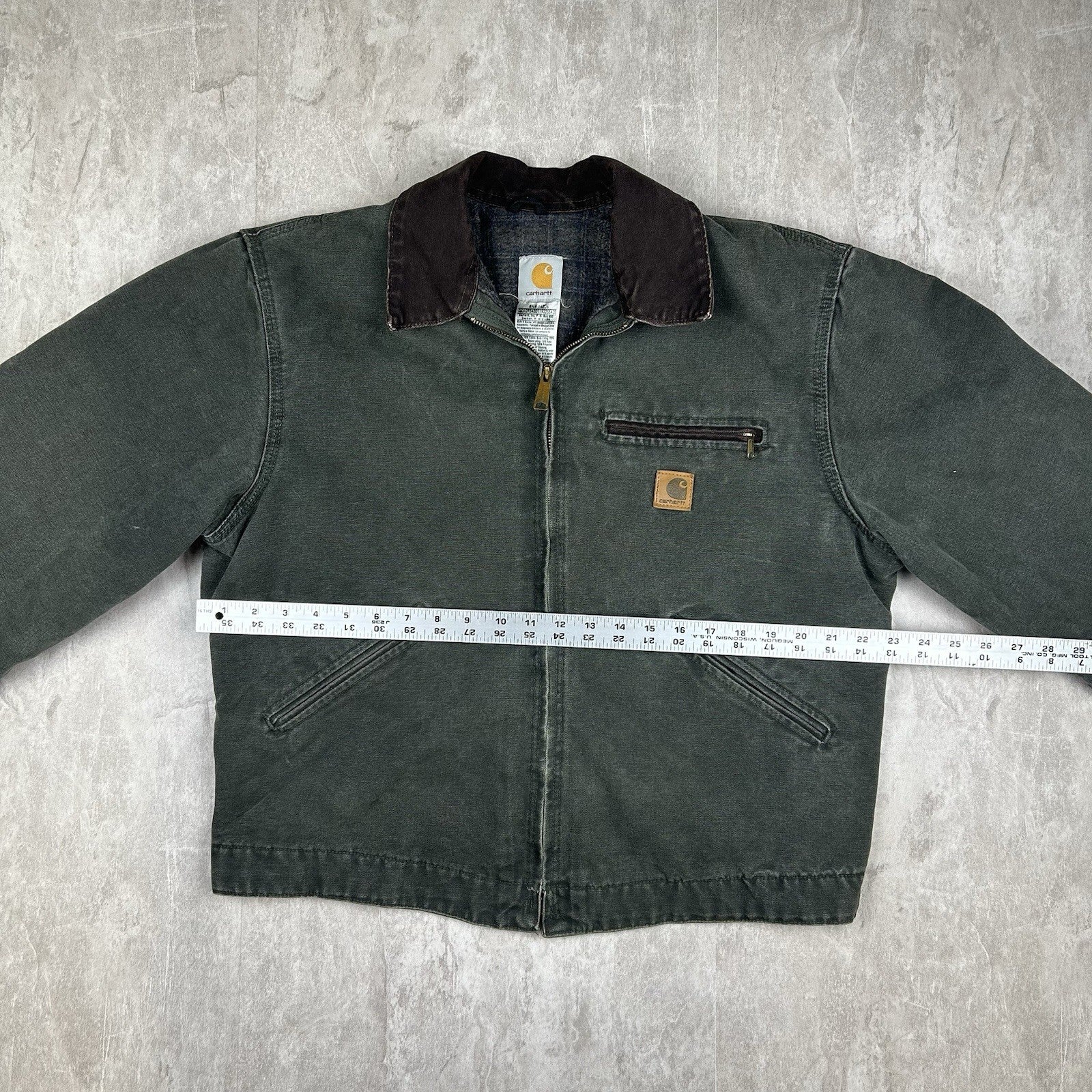 Vintage Carhartt Detroit Jacket J97 MOS Green Blanket Lined Olive