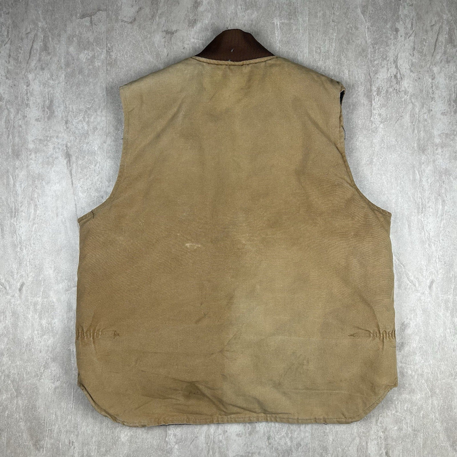 Vintage Carhartt VQ186 Quilt Lined Duck Vest Brown Union