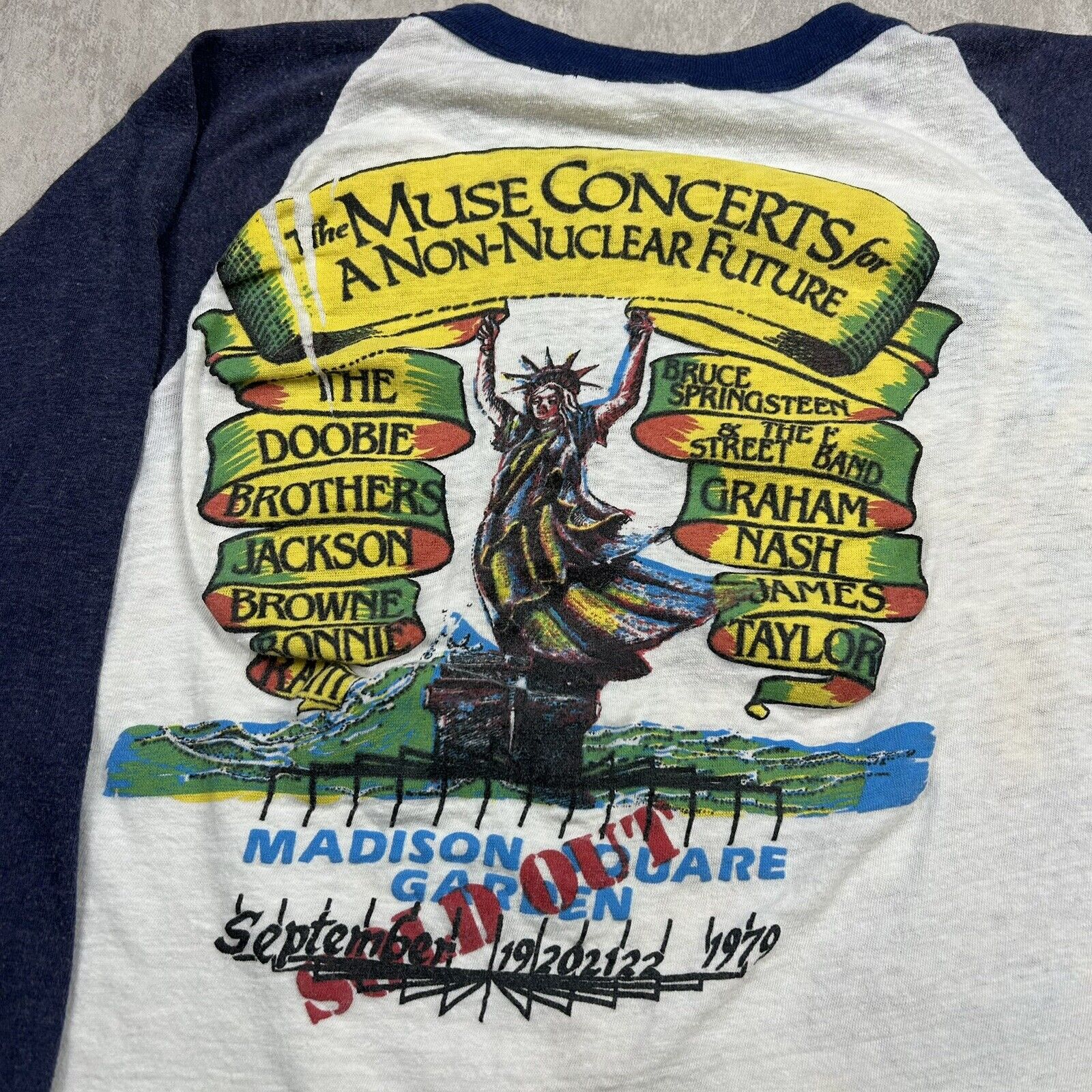 Vintage 1970 No Nukes Madison Square Garden Concert T-Shirt Men's