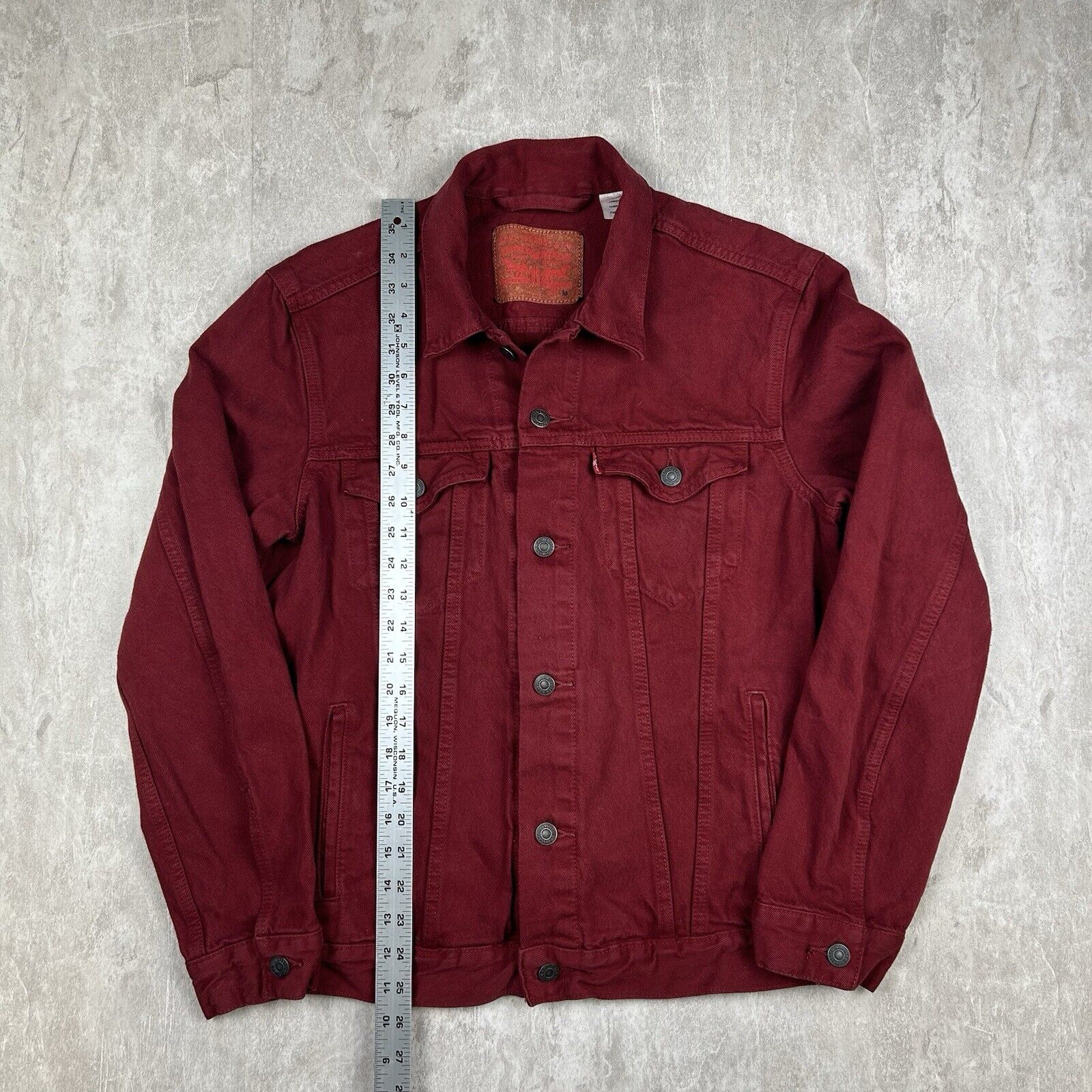 Vintage Levi's Red Maroon Type Denim Trucker Jacket Men's Size M