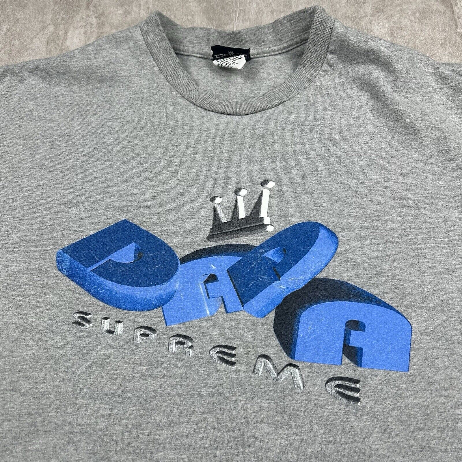 Vintage 90s Damani Dada Supreme Team Hiphop Y2K T-Shirt Gray USA