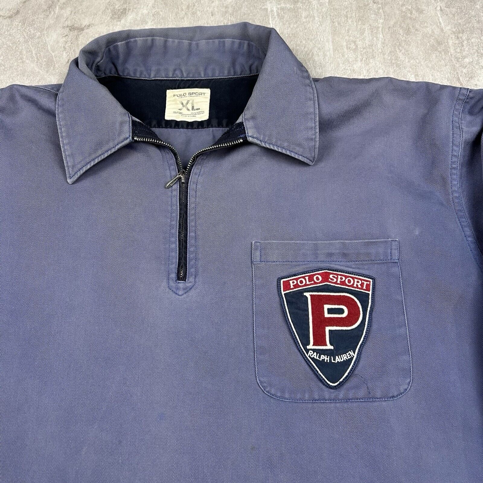 Vintage Ralph Lauren Polo Sport Blue Quarter Zip Workwear Shirt