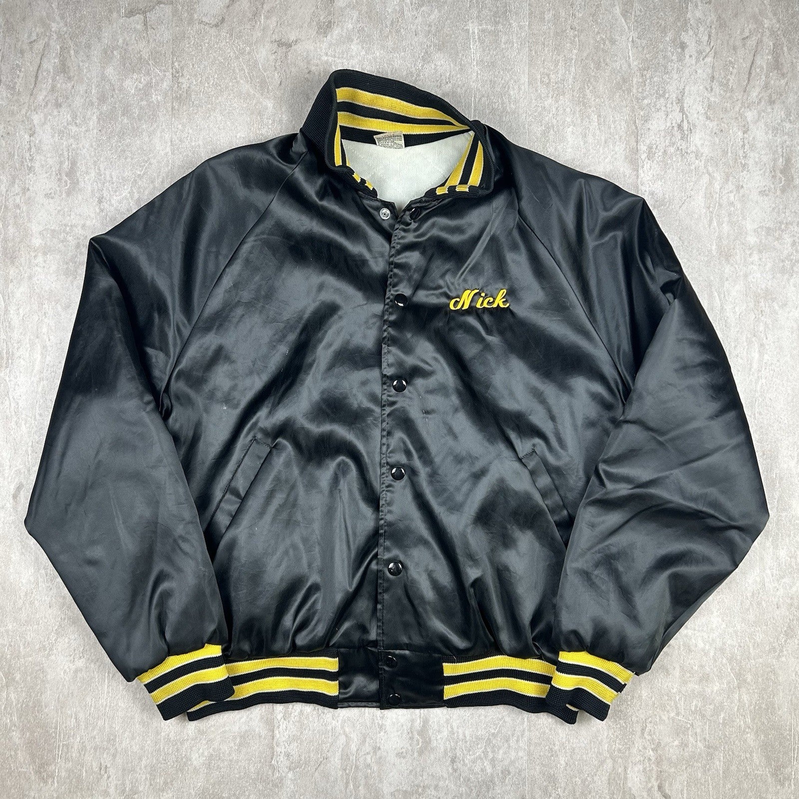 Vintage 80s Aristo-Jac Black Bomber Jacket Mobil Pistol