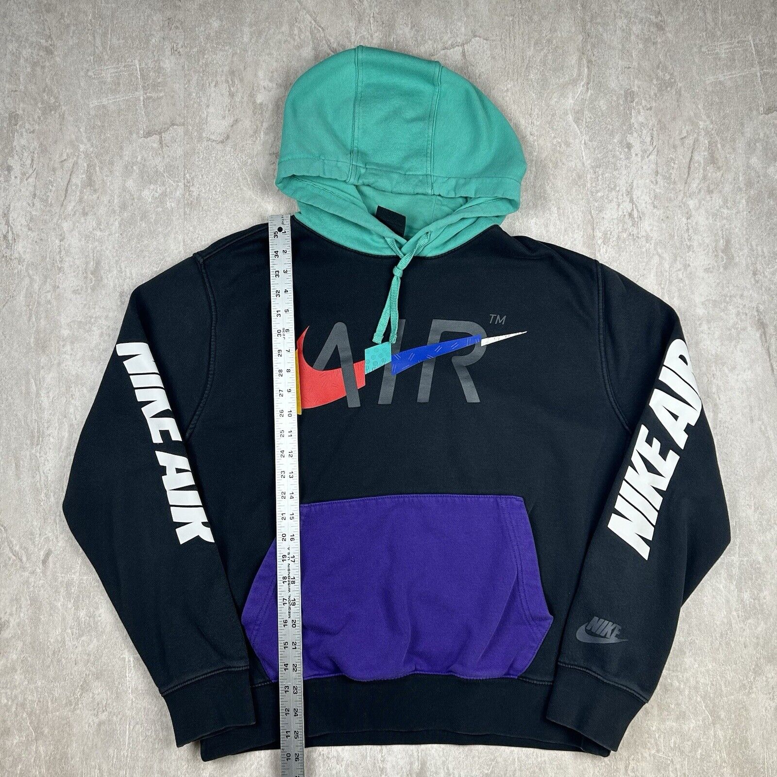 Nike Hoodie Black Purple Colorblock Air Gamechanger Pullover Fleece Me Clyde Vintage Clothing