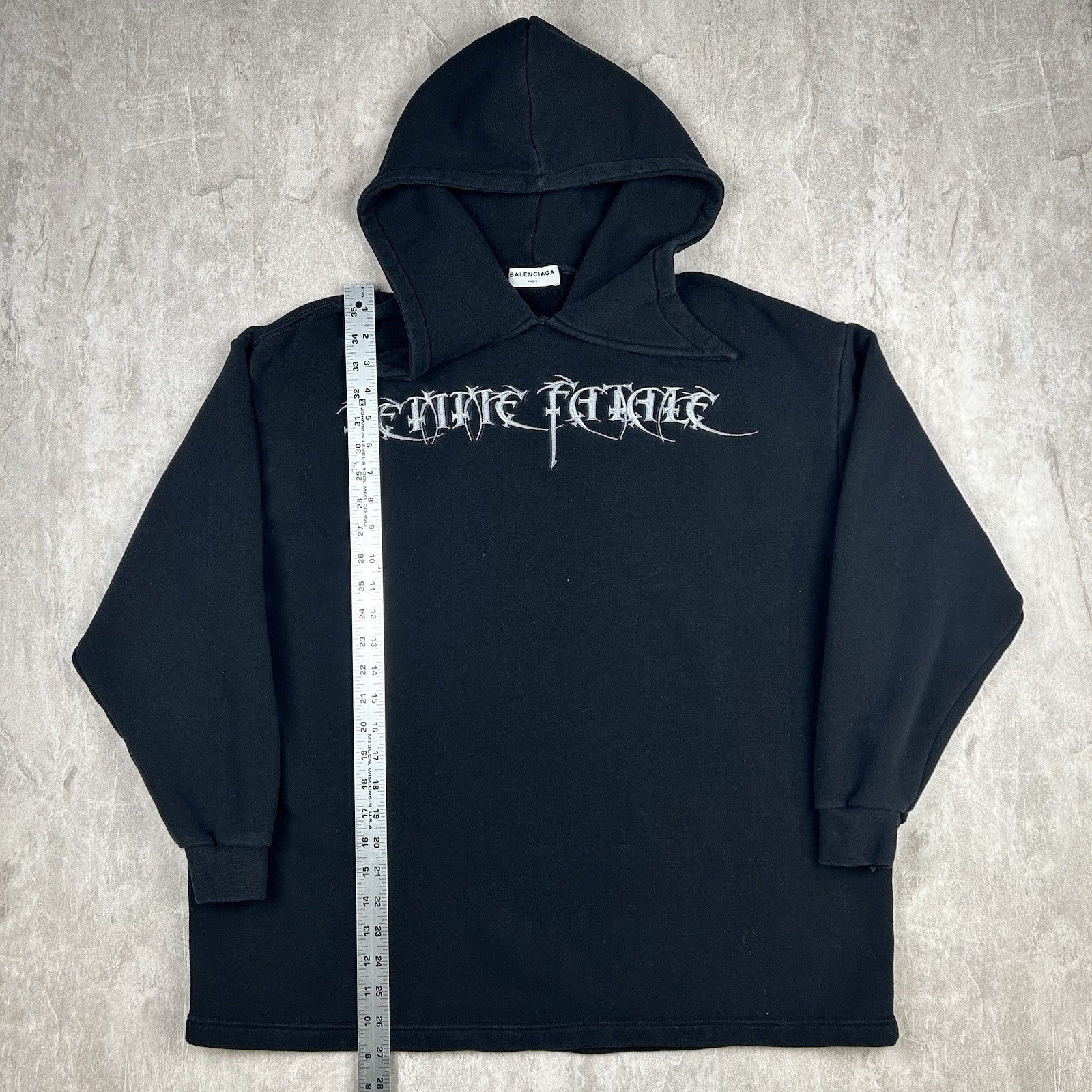 2017 Balenciaga “Femme Fatale” Oversized Black Pullover Hoodie Tag 2017 Balenciaga “Femme Fatale” Oversized Black Pullover Hoodie Tag