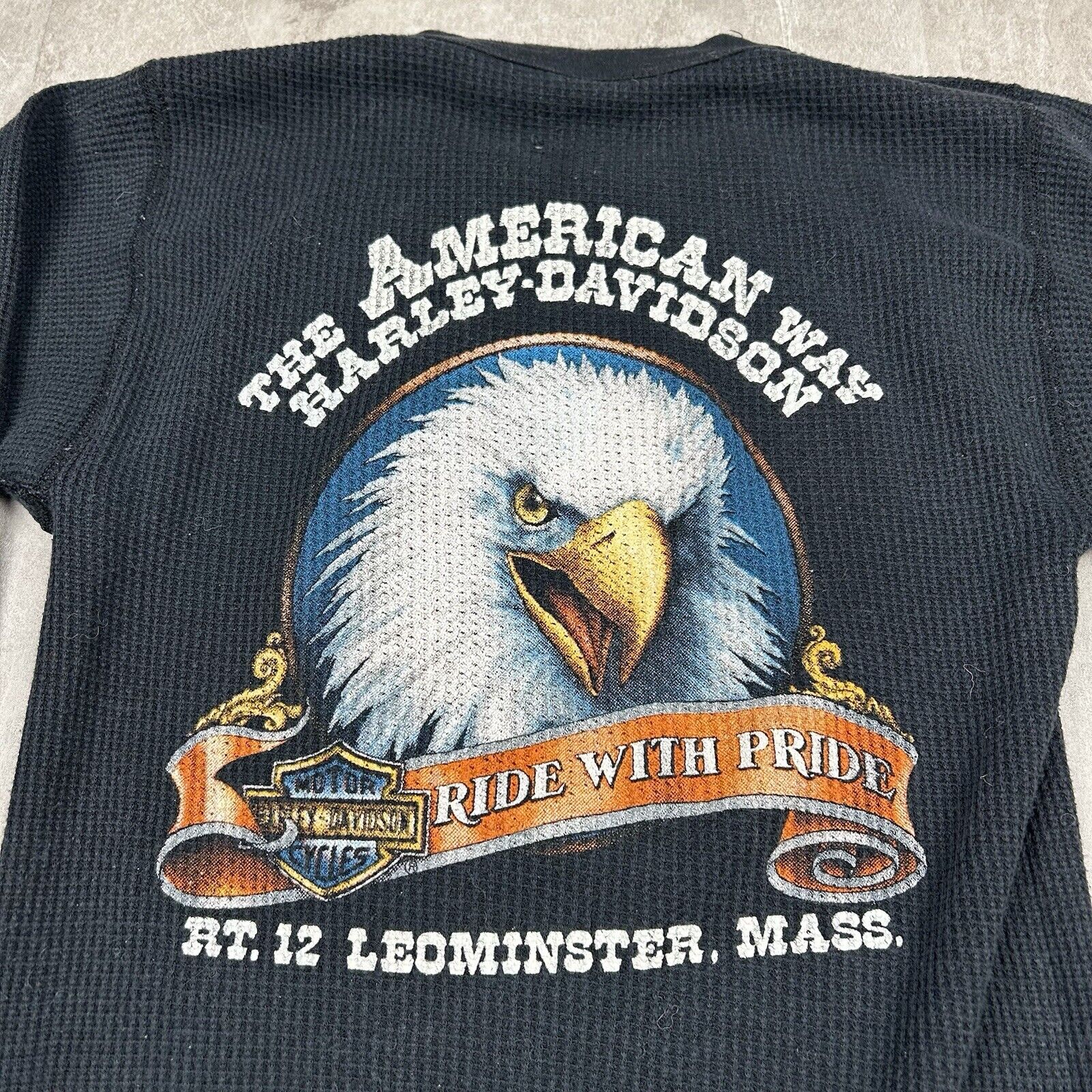 Vintage 1987 3D Emblem Harley Davidson Ride Free Long Johns