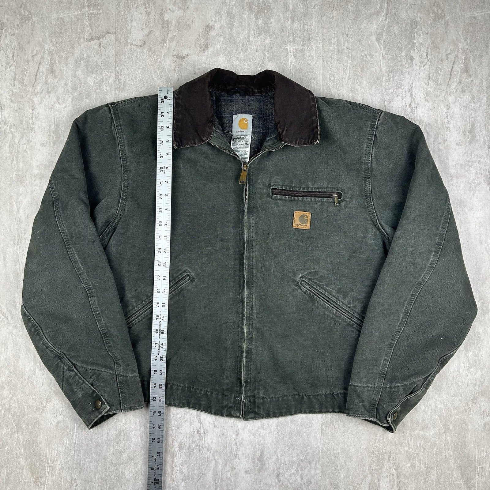 Vintage Carhartt Detroit Jacket J97 MOS Green Blanket Lined Olive