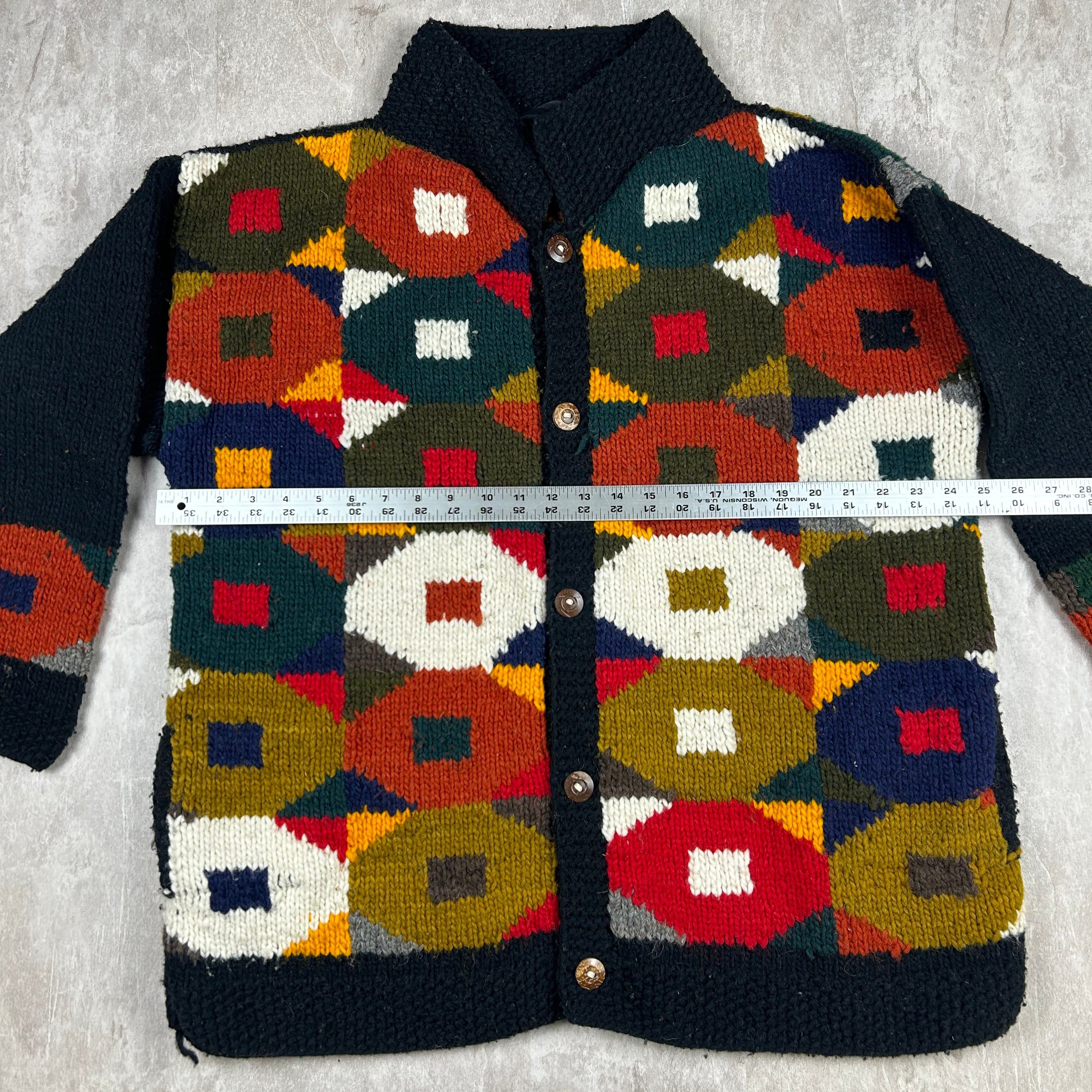 トップス 80s Ecuador knit Vintage Tejidos Ecuador Hand Knit Circle Pattern Heavy Wool