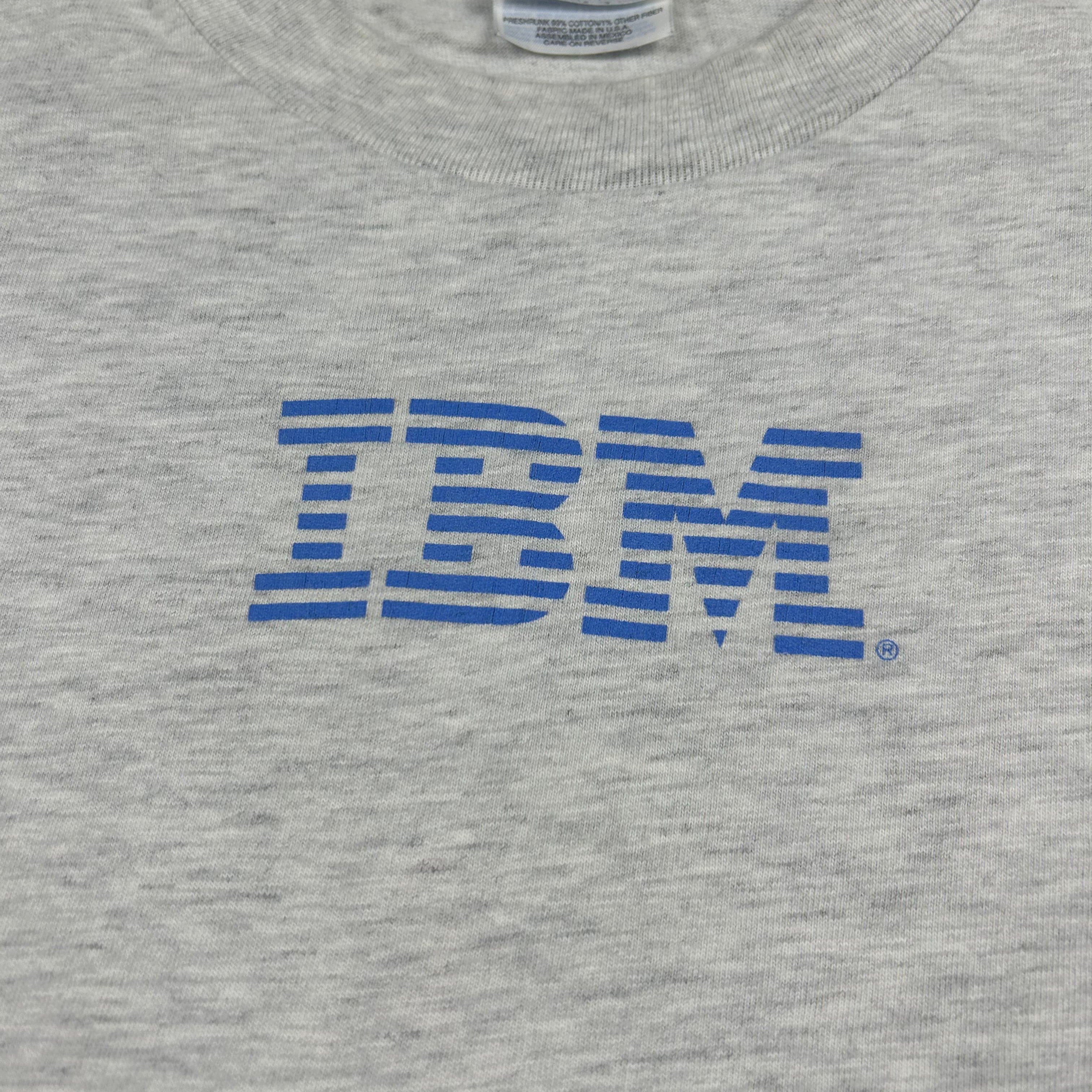 Vintage 90s IBM Computers Logo Gray Promo T-Shirt Hanes Beefy T
