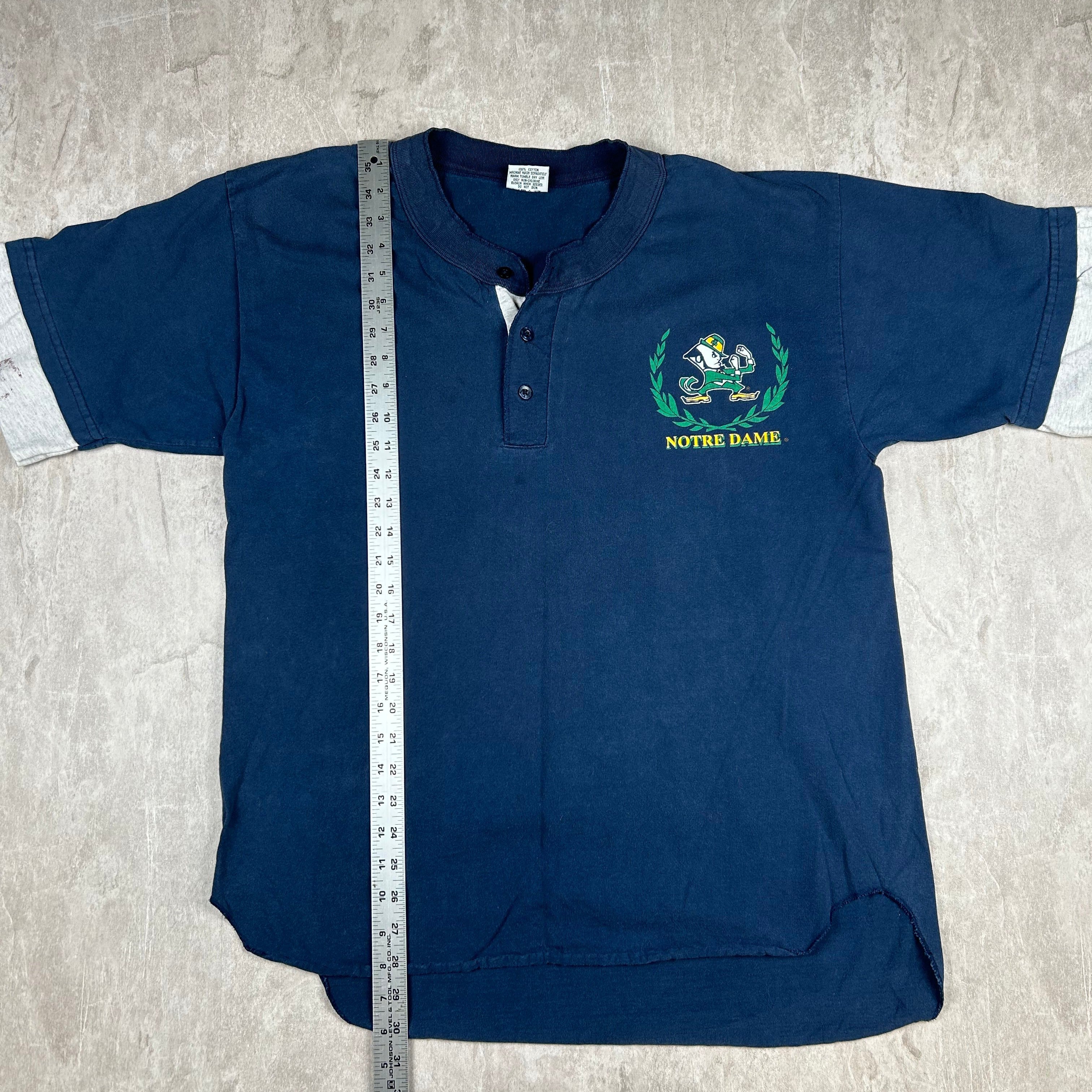 notre dame fighting irish gear Vintage Notre Dame Fighting Irish 20/20 Sport Blue T-Shirt Men's Size – Clyde Vintage Clothing