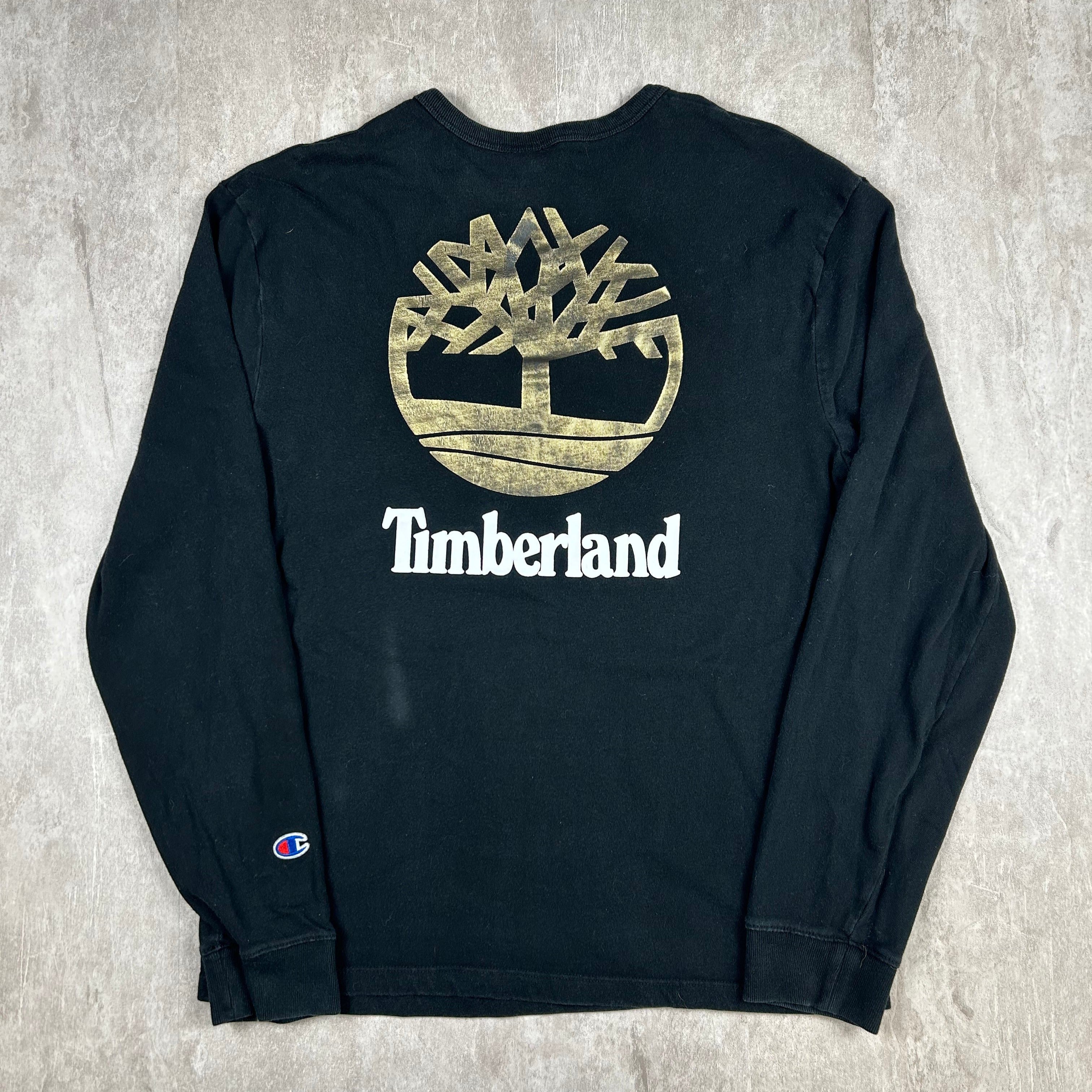 Champion x Timberland Heritage Shirt Collaboration Black Logo Men s Si Clyde Vintage Clothing