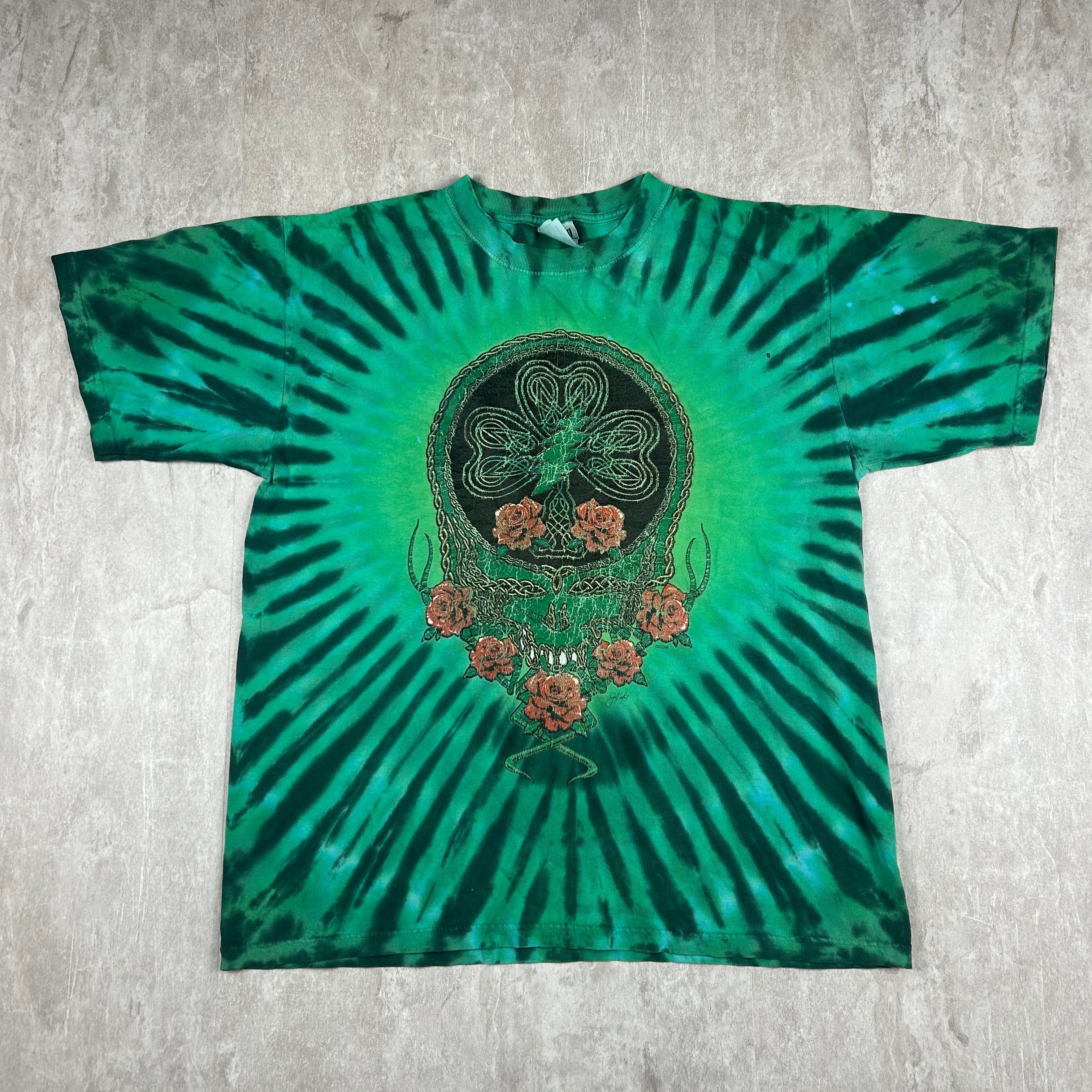 Vintage Grateful Dead Green Tie Dye T-Shirt Roses Dead Head Anvil